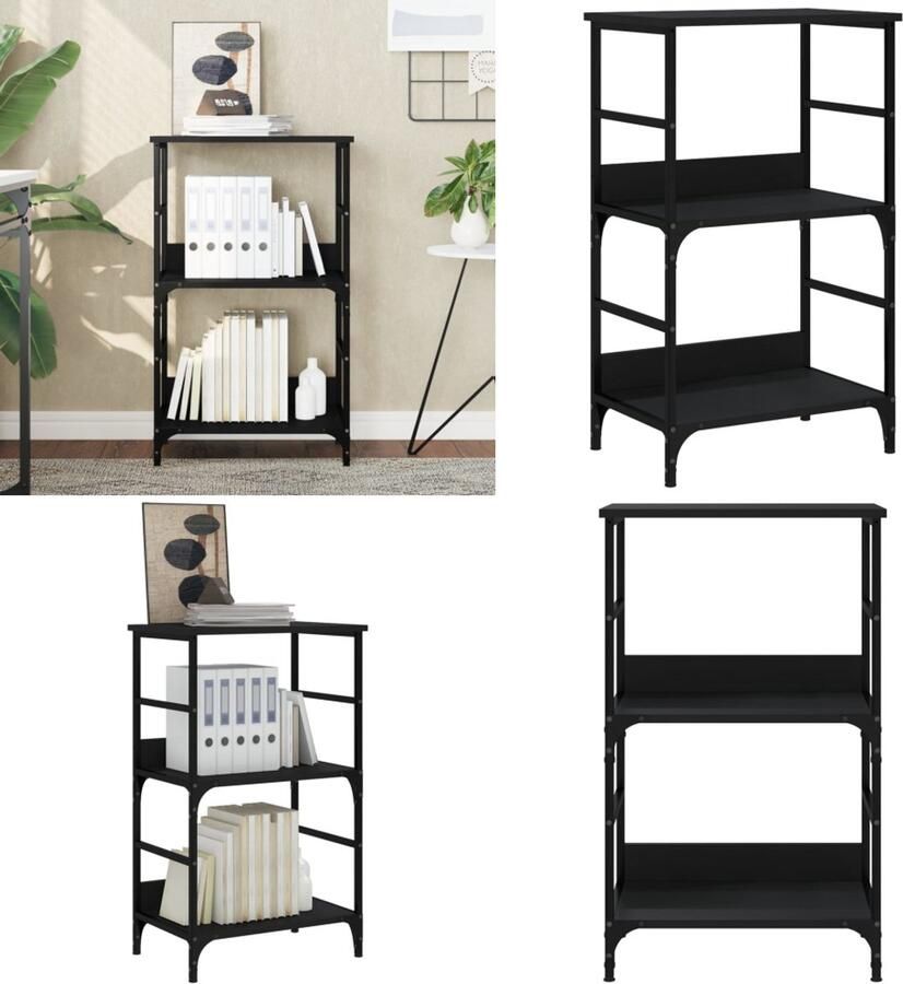 VidaXL Boekenkast 50x33x82 cm bewerkt hout zwart Boekenkast Boekenkasten Boeken Plank Boekenrek