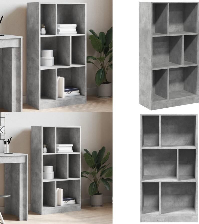 VidaXL Boekenkast 57x28 5x107 5 cm bewerkt hout betongrijs Boekenkast Boekenkasten Boeken Plank Schappenkast
