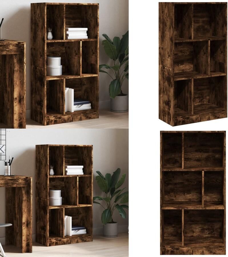 VidaXL Boekenkast 57x28 5x107 5 cm bewerkt hout gerookt eikenkleurig Boekenkast Boekenkasten Boeken Plank Schappenkast