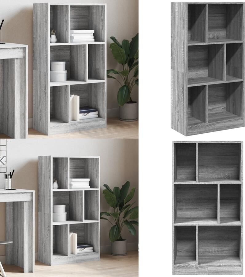 VidaXL Boekenkast 57x28 5x107 5 cm bewerkt hout grijs sonoma eiken Boekenkast Boekenkasten Boeken Plank Schappenkast