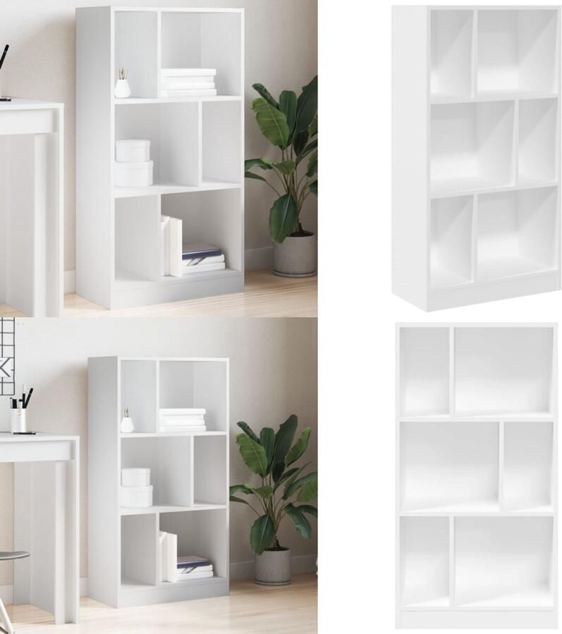 VidaXL Boekenkast 57x28 5x107 5 cm bewerkt hout wit Boekenkast Boekenkasten Boeken Plank Schappenkast