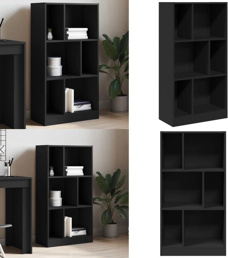 VidaXL Boekenkast 57x28 5x107 5 cm bewerkt hout zwart Boekenkast Boekenkasten Boeken Plank Schappenkast