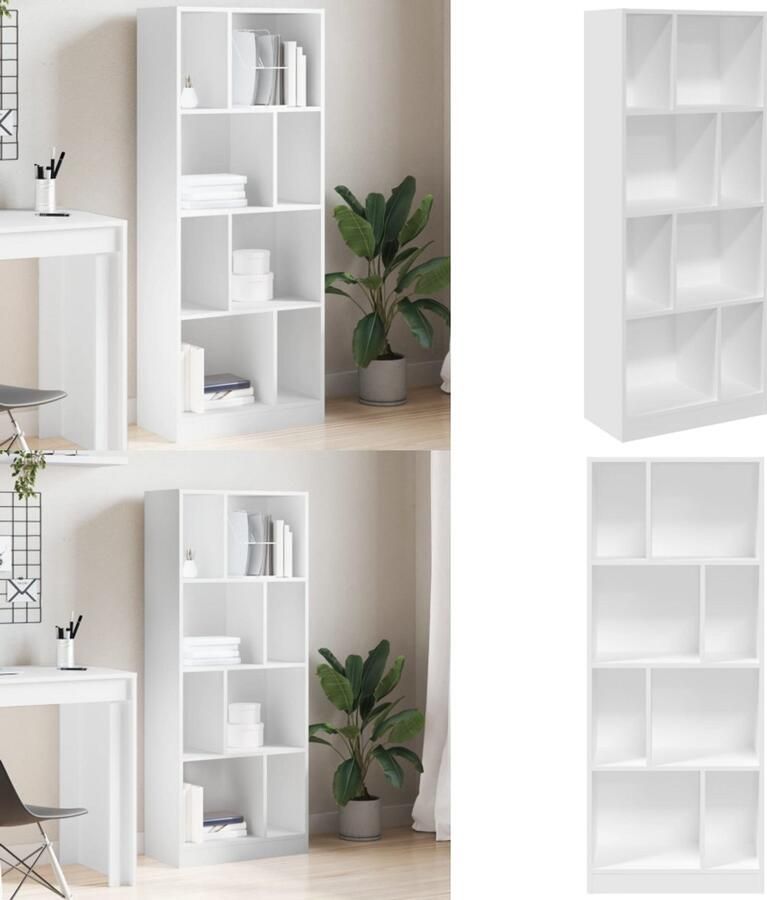 VidaXL Boekenkast 57x28 5x141 cm bewerkt hout wit Boekenkast Boekenkasten Boeken Plank Schappenkast