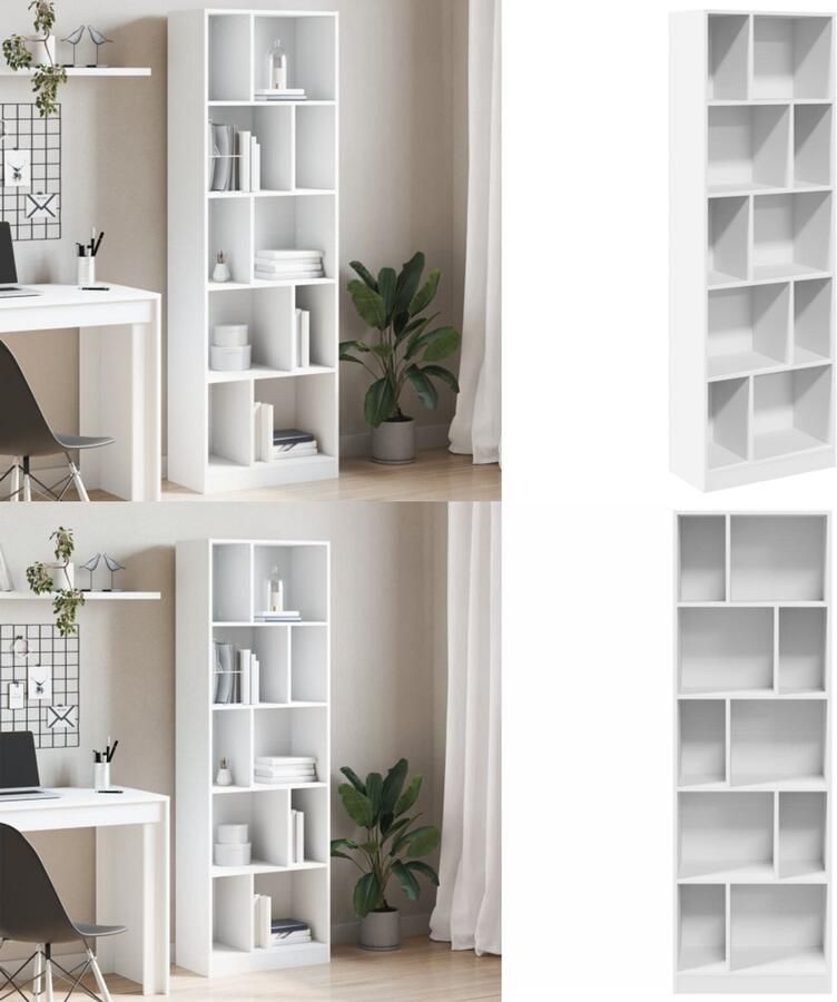 VidaXL Boekenkast 57x28 5x174 cm bewerkt hout wit Boekenkast Boekenkasten Boeken Plank Schappenkast