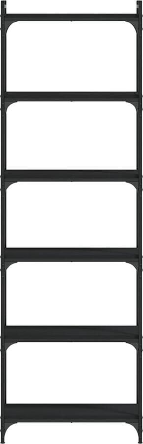 VidaXL -Boekenkast-6-laags-60x30x188-cm-bewerkt-hout-zwart - Foto 3