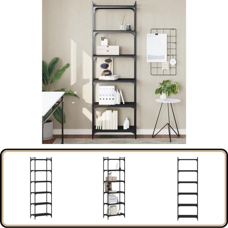 VidaXL Boekenkast 6-laags 60x30x188 cm Zwart Boekenkast Boekenkasten Boeken Plank Schappenkast