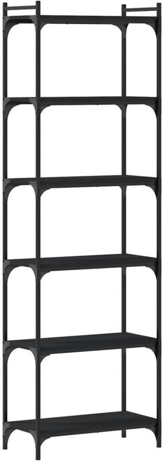 VidaXL Boekenkast 6-laags 60x30x188 cm Zwart Boekenkast Boekenkasten Boeken Plank Schappenkast - Foto 2