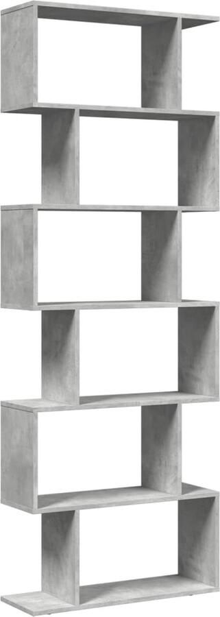 VidaXL Boekenkast 6-laags 70x24x193 cm Betongrijs Boekenkast Boekenkasten Boeken Plank Schappenkast