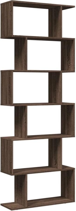 VidaXL Boekenkast 6-laags 70x24x193 cm Bruin eiken Boekenkast Boekenkasten Boeken Plank Schappenkast