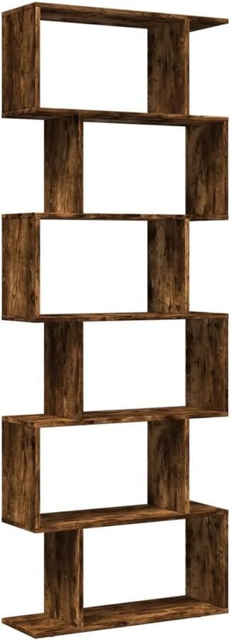 VidaXL Boekenkast 6-laags 70x24x193 cm Gerookt Eiken Boekenkast Boekenkasten Boeken Plank Schappenkast