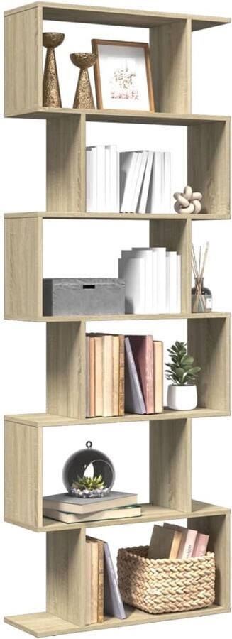 VidaXL Boekenkast 6-laags 70x24x193 cm Sonoma eiken Boekenkast Boekenkasten Boeken Plank Schappenkast
