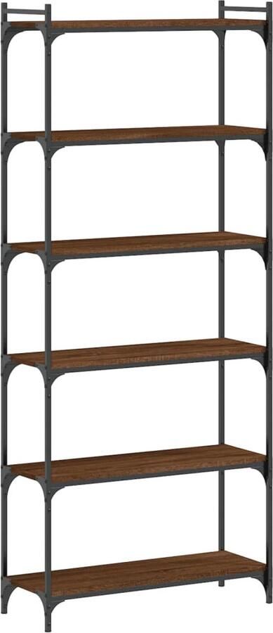 VidaXL -Boekenkast-6-laags-80x30x188-cm-bewerkt-hout-bruineikenkleurig - Foto 2