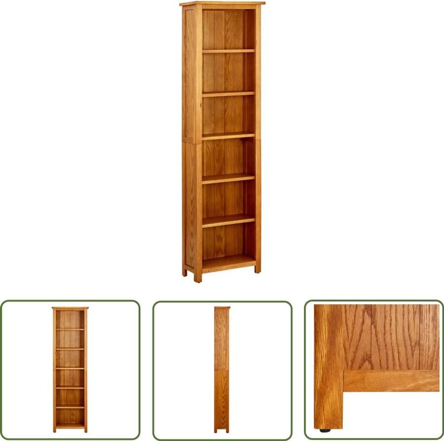 VidaXL Boekenkast 6 schappen 52x22x180 cm Eikenhout Boekenkast Eikenhouten Boekenkast Landelijke Boekenkast Vintage Boekenkast Bibliotheek Opslagruimte Interieurdecoratie - Foto 2