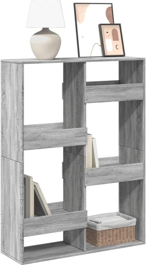 VidaXL Boekenkast 6 schappen Grijs Sonoma Eiken Boekenkast Boekenkasten Boeken Plank Schappenkast