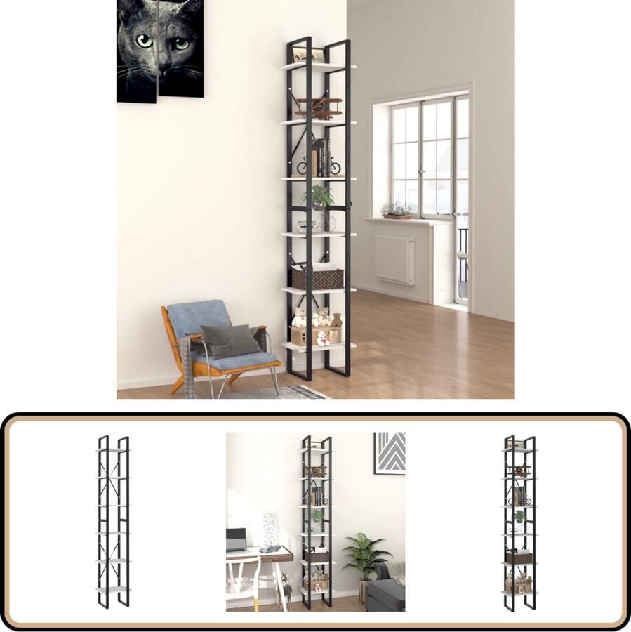 VidaXL Boekenkast 6 Schappen Wit 40x30x210 cm Boekenkast Industrieel Design Houten Boekenkast Witte Boekenkast Opslagruimte Woonaccessoires Bibliotheek Vitrinekast Livingroom Furniture Slaapkamermeubilair