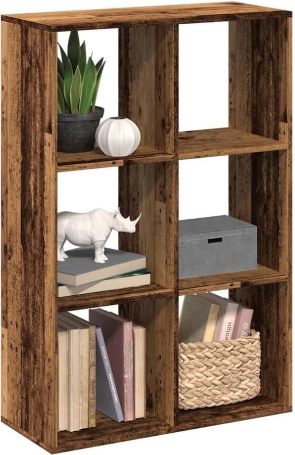 VidaXL Boekenkast 6 vakken Oud houtkleurig 69 5x29x103 5 cm Boekenkast Boekenkasten Boeken Plank Schappenkast