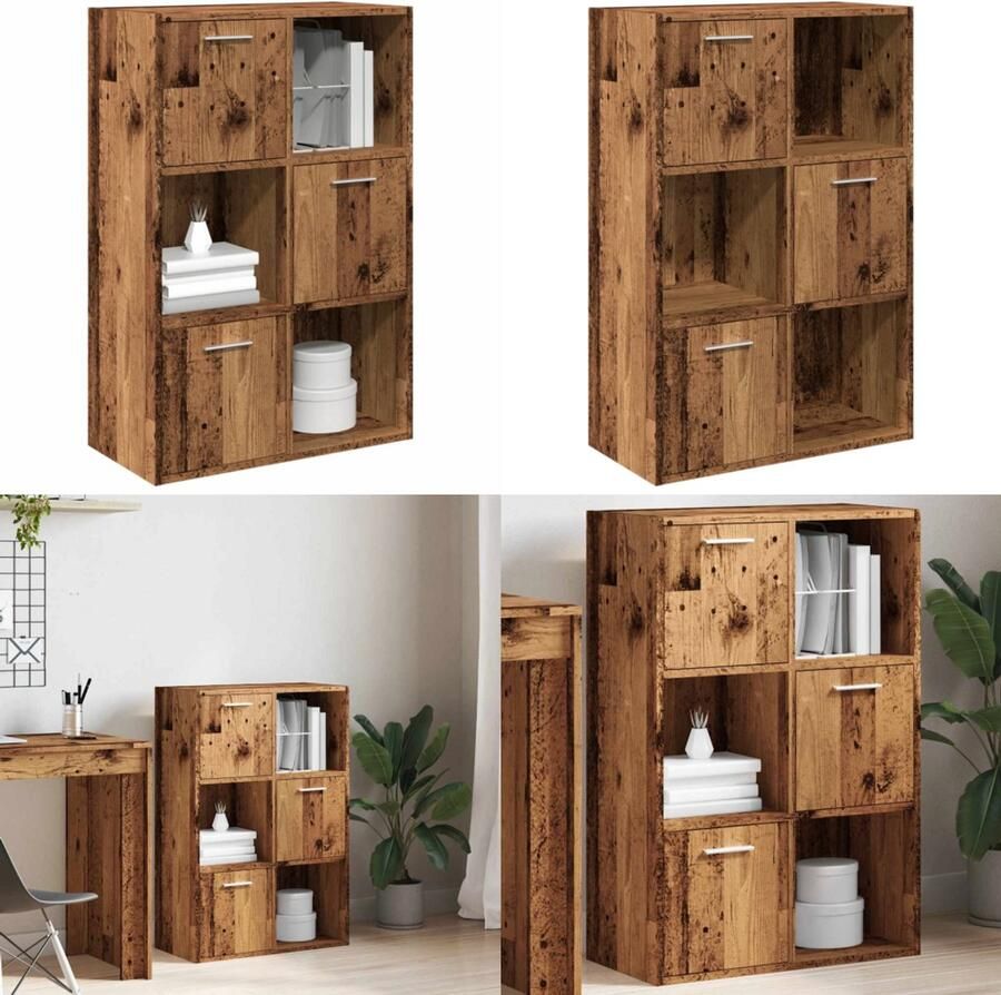 VidaXL Boekenkast 60 5x30x90 cm bewerkt hout oud houtkleurig Boekenkast Boekenkasten Boeken Plank Boekenrek