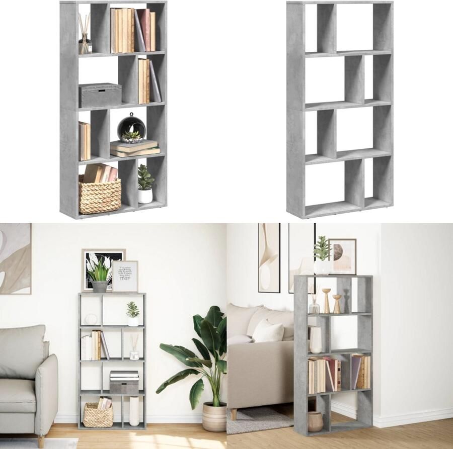 VidaXL Boekenkast 60x20x120 cm bewerkt hout betongrijs Boekenkast Boekenkasten Boeken Plank Schappenkast