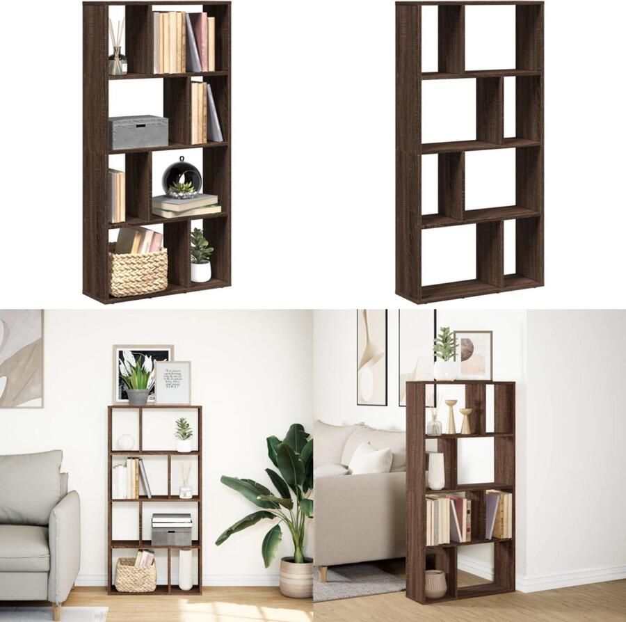VidaXL Boekenkast 60x20x120 cm bewerkt hout bruin eikenkleurig Boekenkast Boekenkasten Boeken Plank Schappenkast