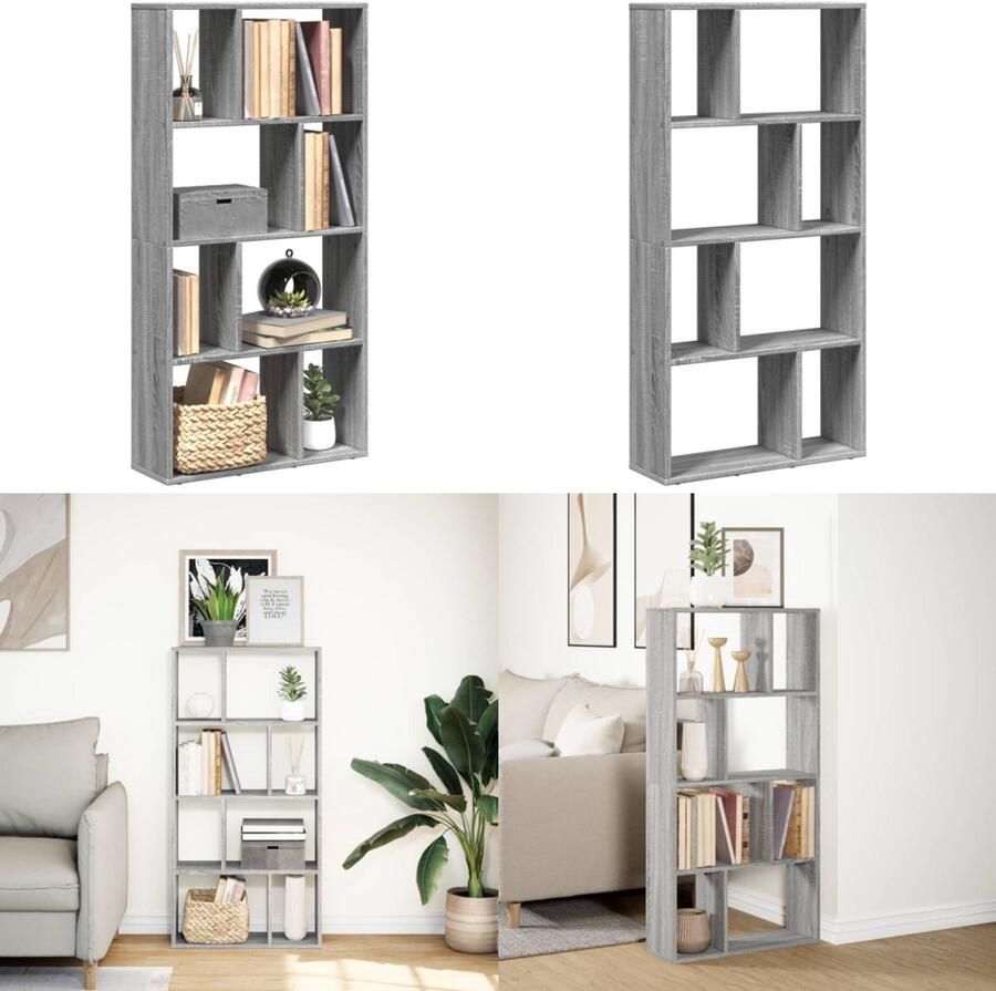 VidaXL Boekenkast 60x20x120 cm bewerkt hout grijs sonoma eikenkleurig Boekenkast Boekenkasten Boeken Plank Schappenkast