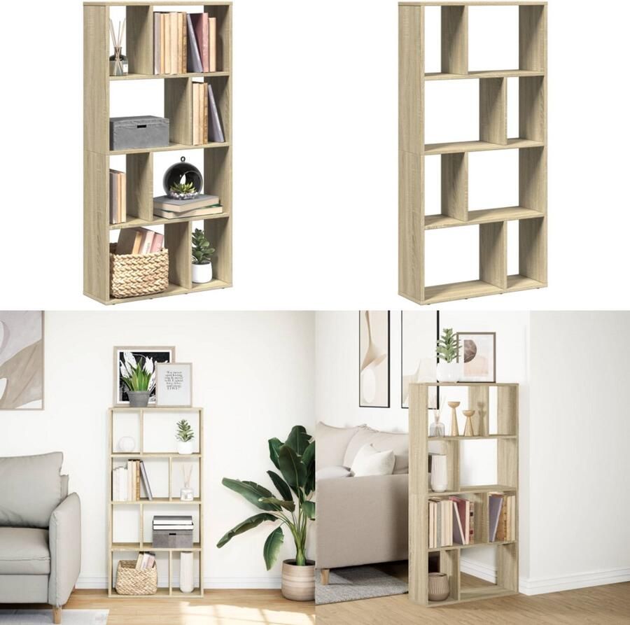 VidaXL Boekenkast 60x20x120 cm bewerkt hout sonoma eikenkleurig Boekenkast Boekenkasten Boeken Plank Schappenkast