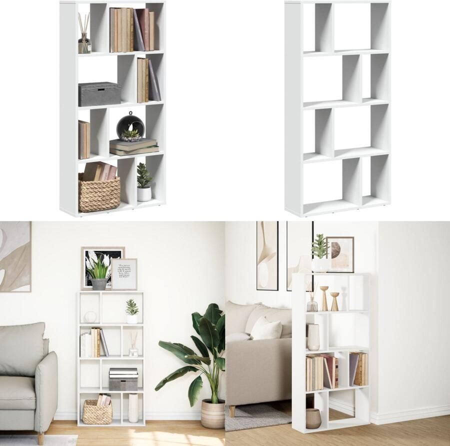 VidaXL Boekenkast 60x20x120 cm bewerkt hout wit Boekenkast Boekenkasten Boeken Plank Schappenkast