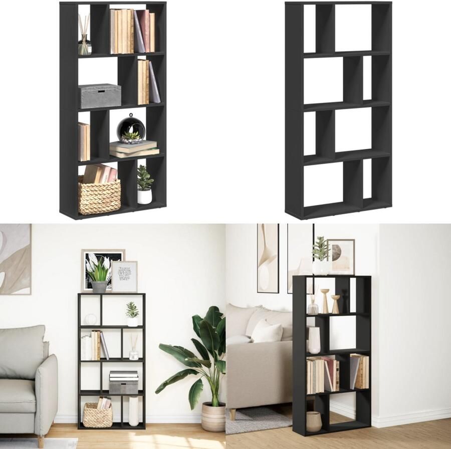 VidaXL Boekenkast 60x20x120 cm bewerkt hout zwart Boekenkast Boekenkasten Boeken Plank Schappenkast