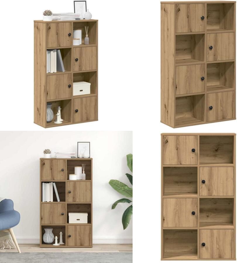 VidaXL Boekenkast 60x24x101 5 cm bewerkt hout artisanaal eikenkleurig Boekenkast Boekenkasten Boekenplank Opbergkast