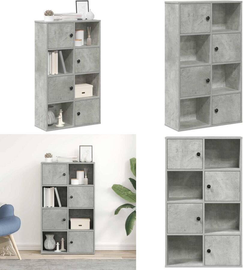 VidaXL Boekenkast 60x24x101 5 cm bewerkt hout betongrijs Boekenkast Boekenkasten Boekenplank Opbergkast