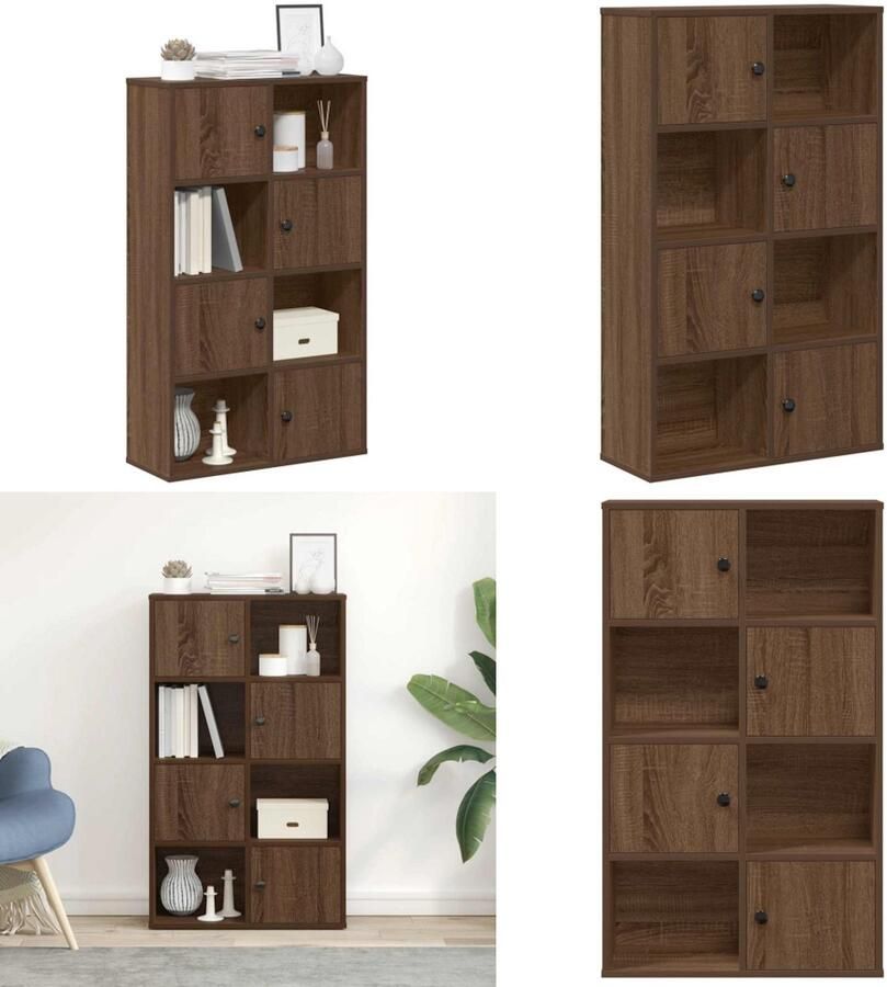 VidaXL Boekenkast 60x24x101 5 cm bewerkt hout bruin eikenkleurig Boekenkast Boekenkasten Boekenplank Opbergkast