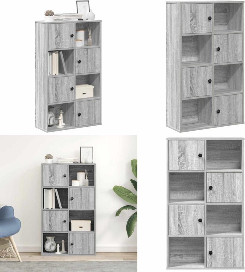 VidaXL Boekenkast 60x24x101 5 cm bewerkt hout grijs sonoma eikenkleur Boekenkast Boekenkasten Boekenplank Opbergkast