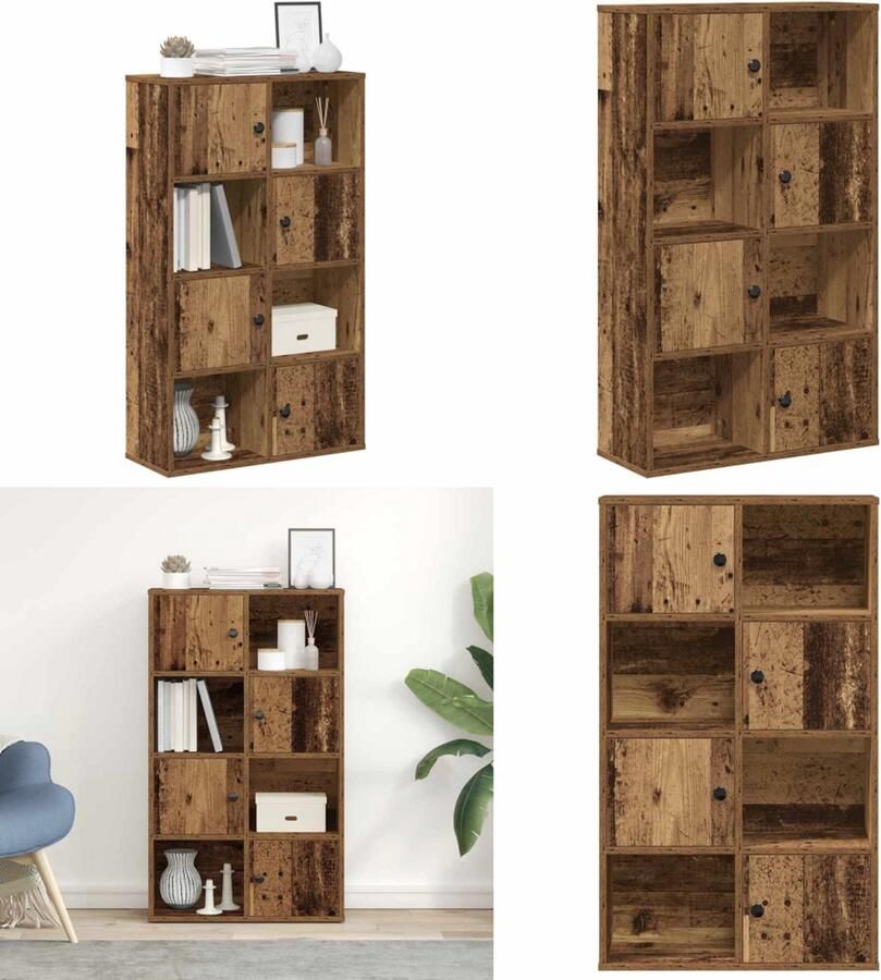 VidaXL Boekenkast 60x24x101 5 cm bewerkt hout oud houtkleurig Boekenkast Boekenkasten Boekenplank Opbergkast