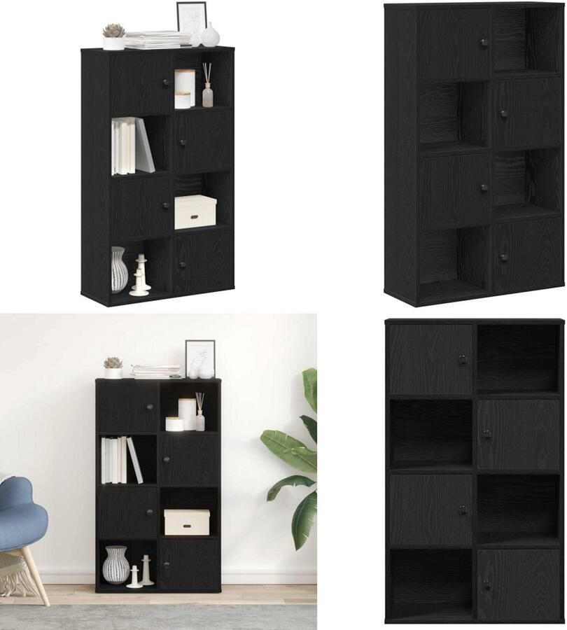 VidaXL Boekenkast 60x24x101 5 cm bewerkt hout zwart eikenkleurig Boekenkast Boekenkasten Boekenplank Opbergkast