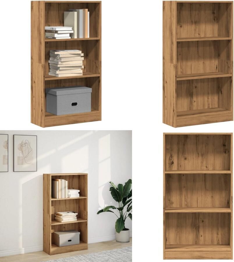 VidaXL Boekenkast 60x24x109 cm bewerkt hout artisanaal eikenkleurig Boekenkast Boekenkasten Boeken Plank Schappenkast