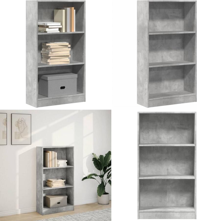 VidaXL Boekenkast 60x24x109 cm bewerkt hout betongrijs Boekenkast Boekenkasten Boeken Plank Schappenkast