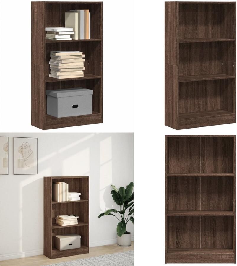VidaXL Boekenkast 60x24x109 cm bewerkt hout bruin eikenkleurig Boekenkast Boekenkasten Boeken Plank Schappenkast