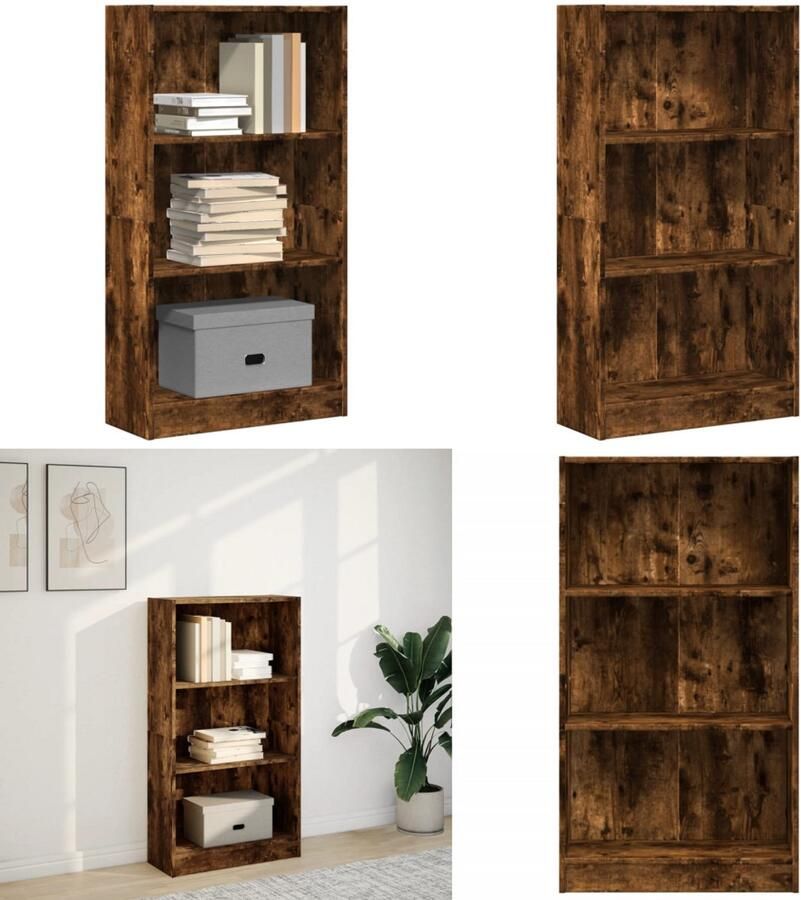 VidaXL Boekenkast 60x24x109 cm bewerkt hout gerookt eikenkleurig Boekenkast Boekenkasten Boeken Plank Schappenkast
