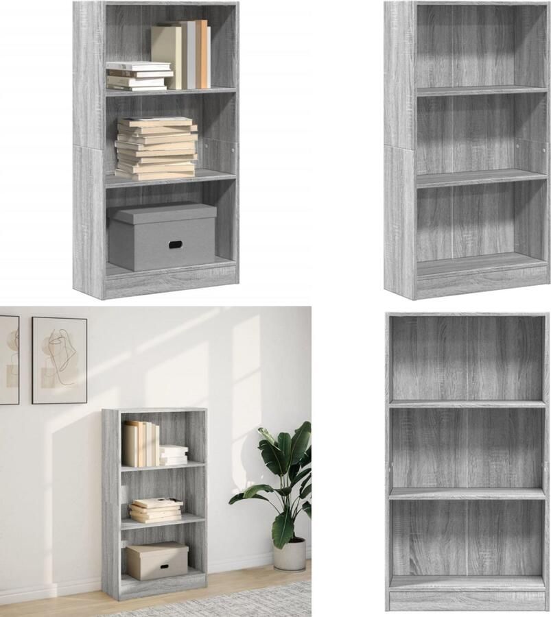 VidaXL Boekenkast 60x24x109 cm bewerkt hout grijs sonoma eikenkleurig Boekenkast Boekenkasten Boeken Plank Schappenkast