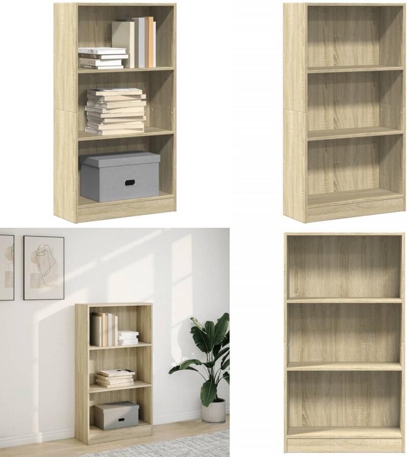 VidaXL Boekenkast 60x24x109 cm bewerkt hout sonoma eikenkleurig Boekenkast Boekenkasten Boeken Plank Schappenkast