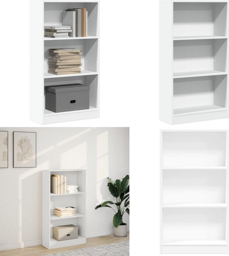 VidaXL Boekenkast 60x24x109 cm bewerkt hout wit Boekenkast Boekenkasten Boeken Plank Schappenkast