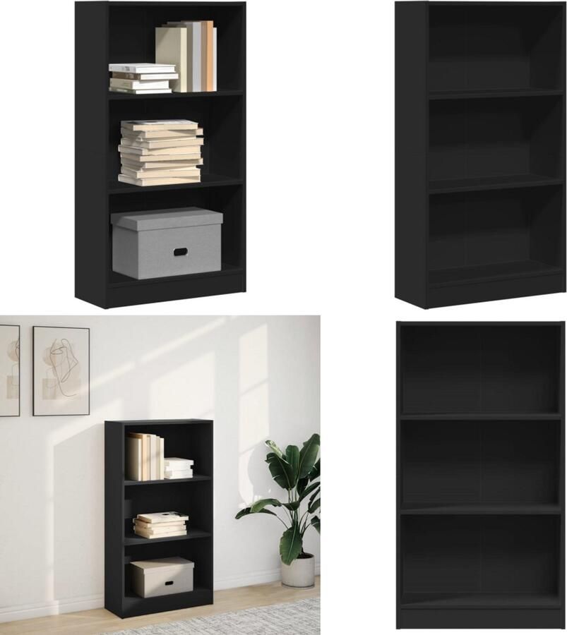 VidaXL Boekenkast 60x24x109 cm bewerkt hout zwart Boekenkast Boekenkasten Boeken Plank Schappenkast