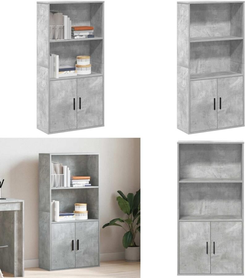 VidaXL Boekenkast 60x24x120 cm bewerkt hout betongrijs Boekenkast Boekenkasten Boekenplank Opbergkast