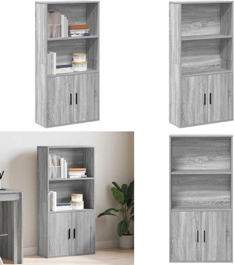 VidaXL Boekenkast 60x24x120 cm bewerkt hout grijs sonoma eikenkleurig Boekenkast Boekenkasten Boekenplank Opbergkast