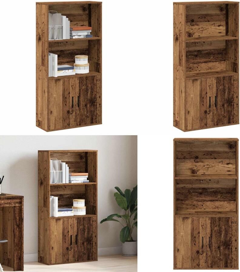 VidaXL Boekenkast 60x24x120 cm bewerkt hout oud houtkleurig Boekenkast Boekenkasten Boekenplank Opbergkast