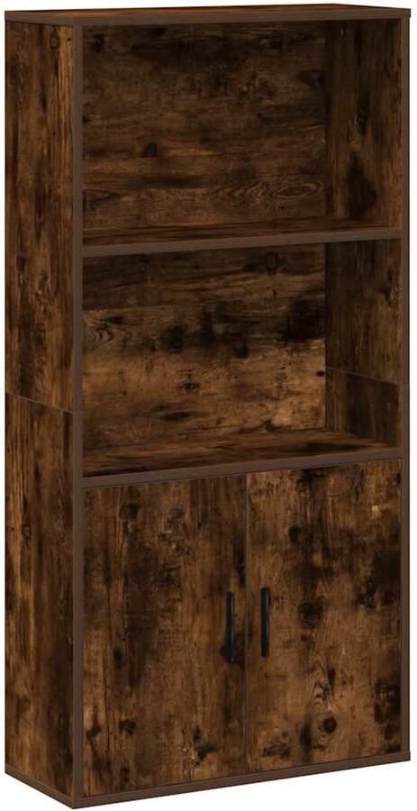 The Living Store Boekenkast 60x24x120 cm bewerkt hout gerookt eikenkleurig Boekenkast Houten Boekenkast Boekenplank Opslagkast Woonaccessoires - Foto 2