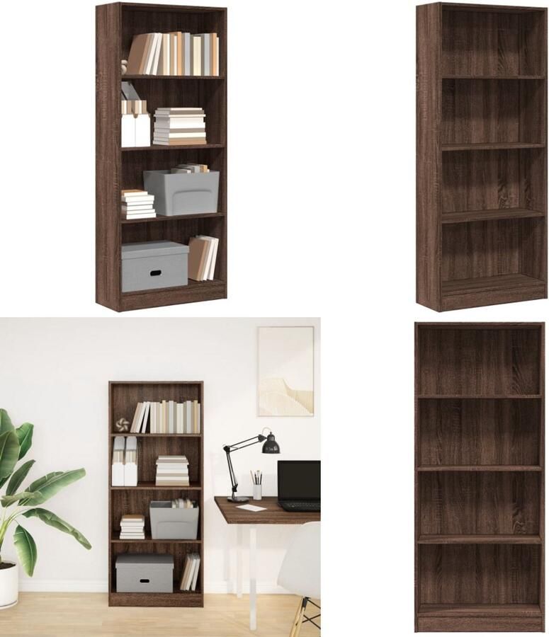 VidaXL Boekenkast 60x24x143 cm bewerkt hout bruin eikenkleur Boekenkast Boekenkasten Boeken Plank Schappenkast