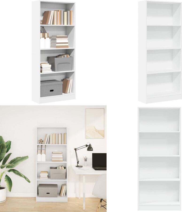 VidaXL Boekenkast 60x24x143 cm bewerkt hout wit Boekenkast Boekenkasten Boeken Plank Schappenkast