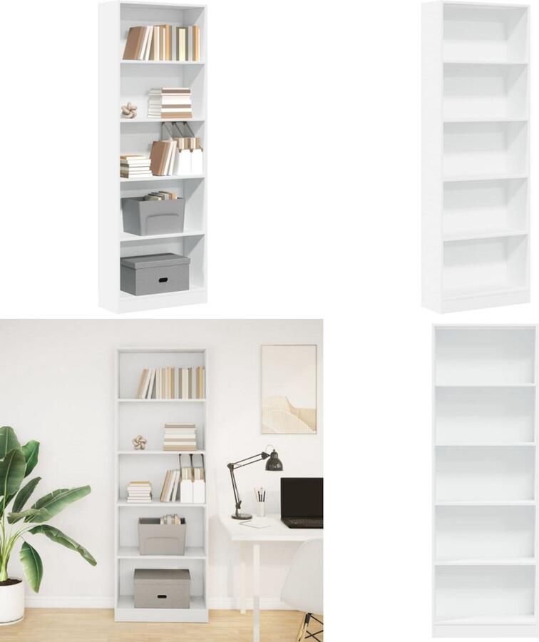 VidaXL Boekenkast 60x24x176 cm bewerkt hout wit Boekenkast Boekenkasten Boeken Plank Schappenkast