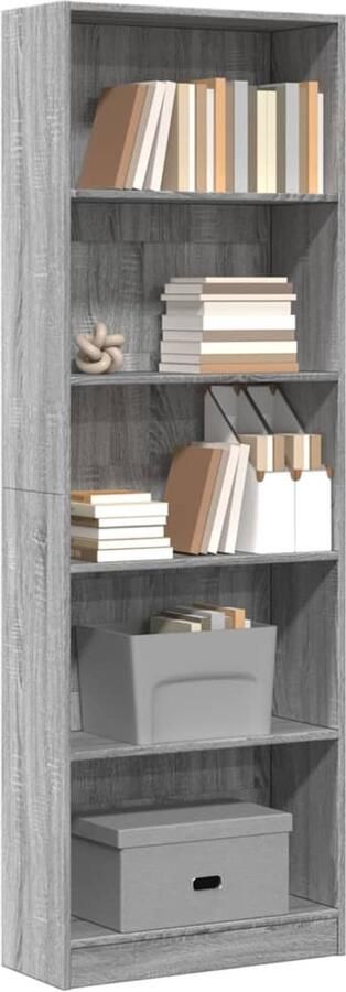 VidaXL Boekenkast 60x24x176 cm Grijs Sonoma Eiken Boekenkast Boekenkasten Boeken Plank Schappenkast