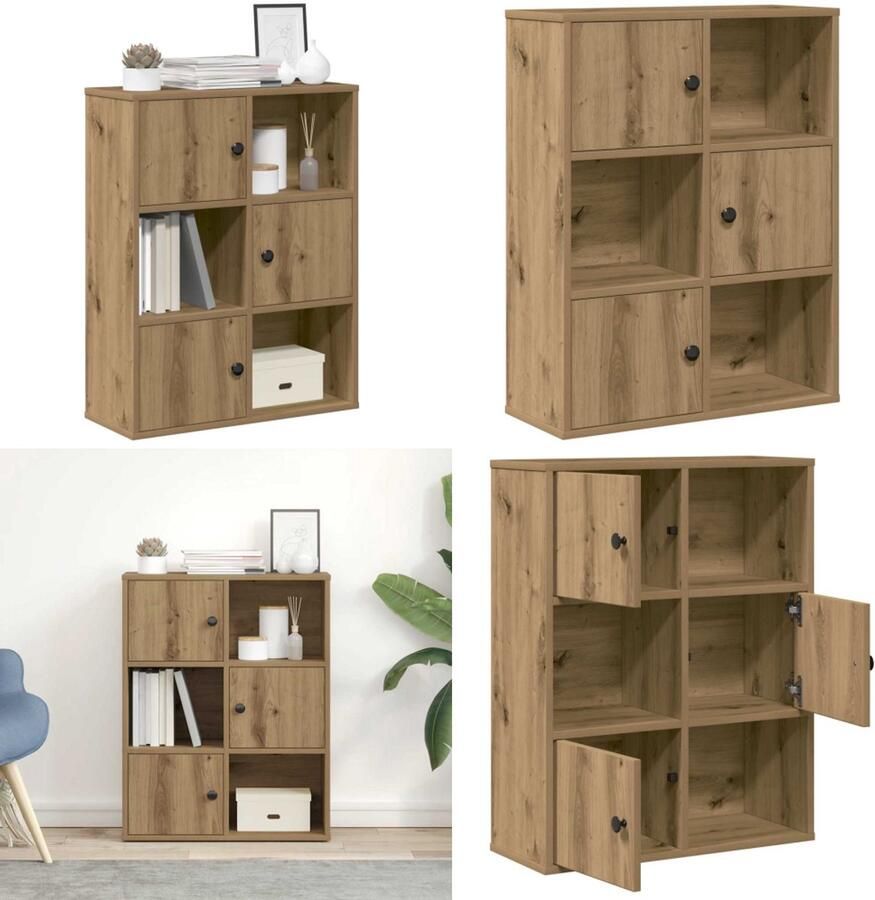 VidaXL Boekenkast 60x24x76 5 cm bewerkt hout artisanaal eikenkleurig Boekenkast Boekenkasten Boekenplank Opbergkast